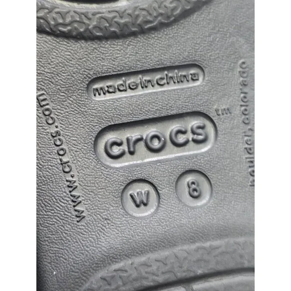 Crocs Rhonda Wedge Sandals Slip-On Strappy Slides Open Toe Black Women's Size 8 - Picture 6 of 10